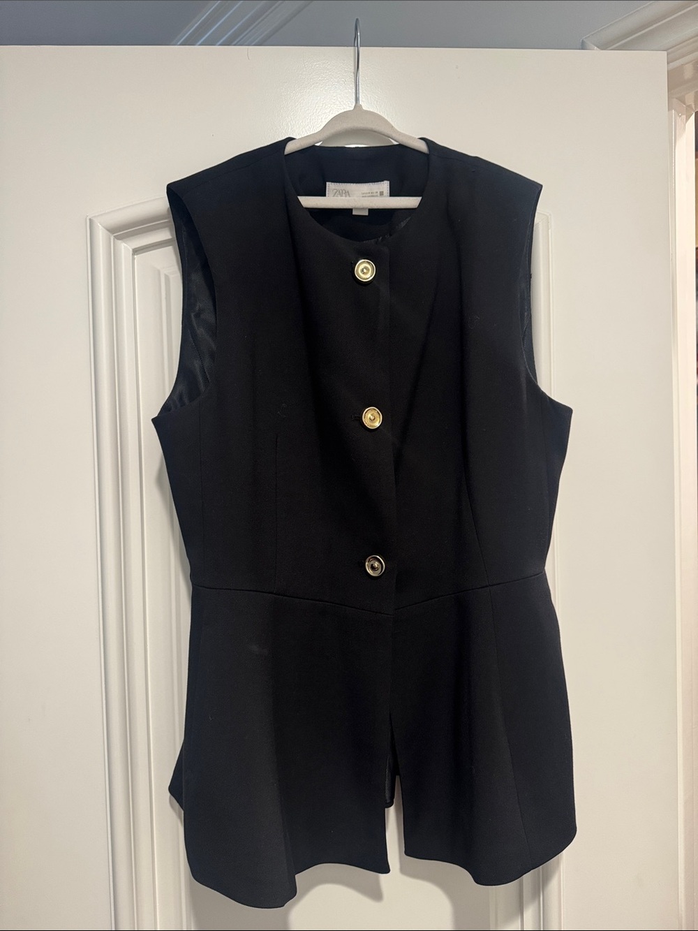 Sleeveless Black Button Front Vest